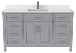 Terrence 60" Vanity with Power Bar and Drawer Organizer, Oxford Gray