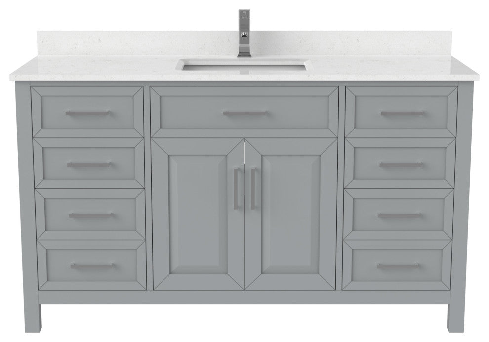 Terrence 60" Vanity with Power Bar and Drawer Organizer, Oxford Gray