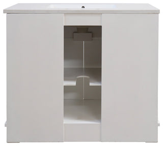 39" Single Sink Vanity, White Finish With Engineered Stone Top