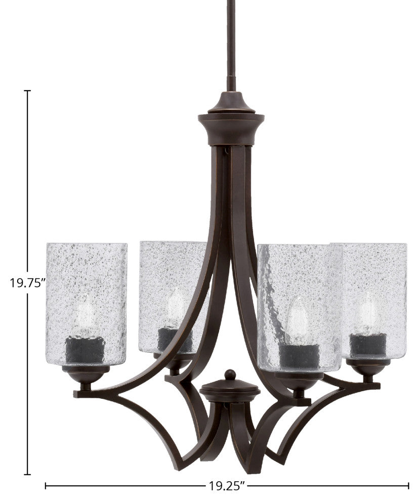 Zilo Uplight, 4 Light, Chandelier, Dark Granite Finish, 4" Smoke Bubble Glass