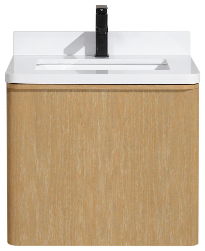 Lucas Bathroom Vanity, Washed Oak, 24", Single Sink, Floating