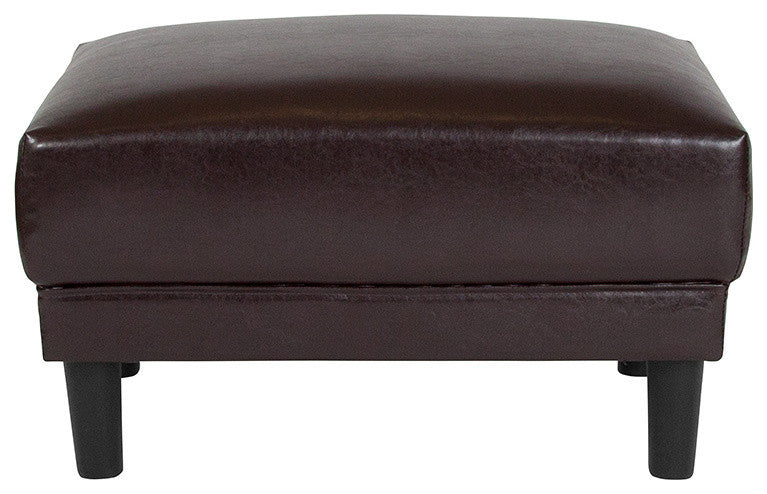 Asti Upholstered Ottoman In Brown Leather