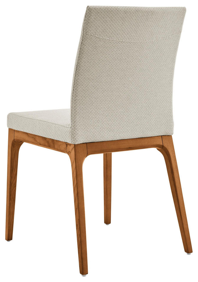 Devon Dining Side Chair Walnut Legs Set of 2, Cardiff Cream, Fabric