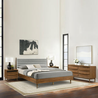 Artemio 2 Drawer Wood Nightstand With Shelf, Walnut Finish