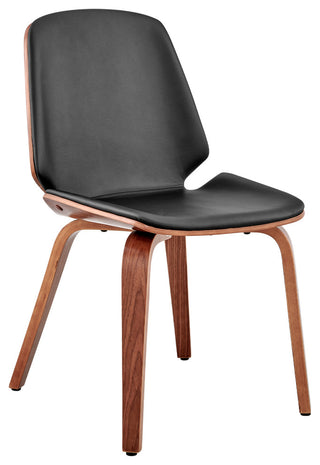 Brinley Black Faux Leather and Walnut Wood Dining Room Accent Chair