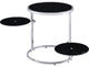 Benzara BM250241 20" Accent Table With 2 Tier Swivel Glass Shelves, Black/Chrome