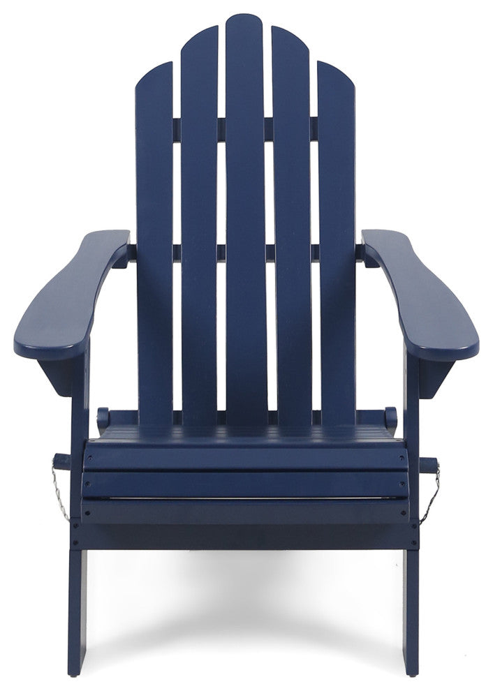 GDF Studio Cara Outdoor Foldable Acacia Wood Adirondack Chair, Blue Finish