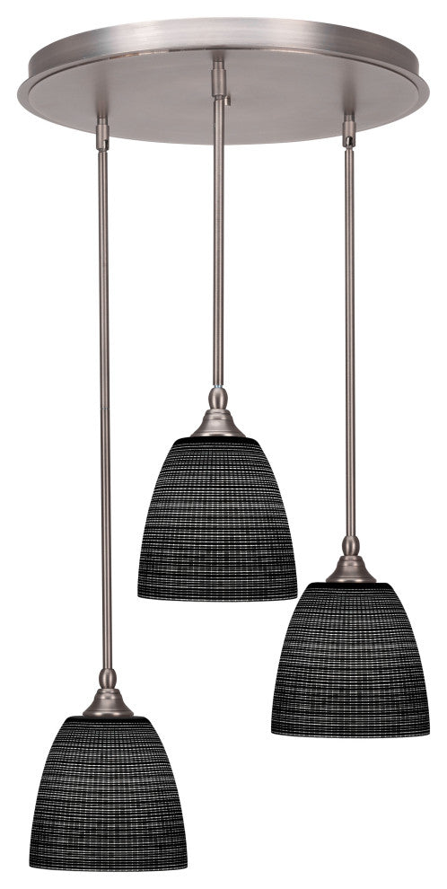 Empire 3 Light Cluster Pendalier In Brushed Nickel Finish With 8" Black Matrix