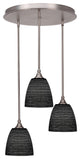 Empire 3 Light Cluster Pendalier In Brushed Nickel Finish With 8" Black Matrix