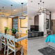 1Light gold pendant light Adjustable gray lamp shade Modern Kitchen Island light