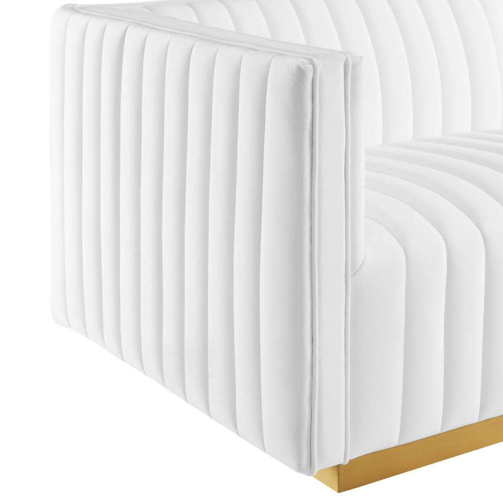 Conjure Channel Tufted Performance Velvet 4-Piece Sectional, Gold White