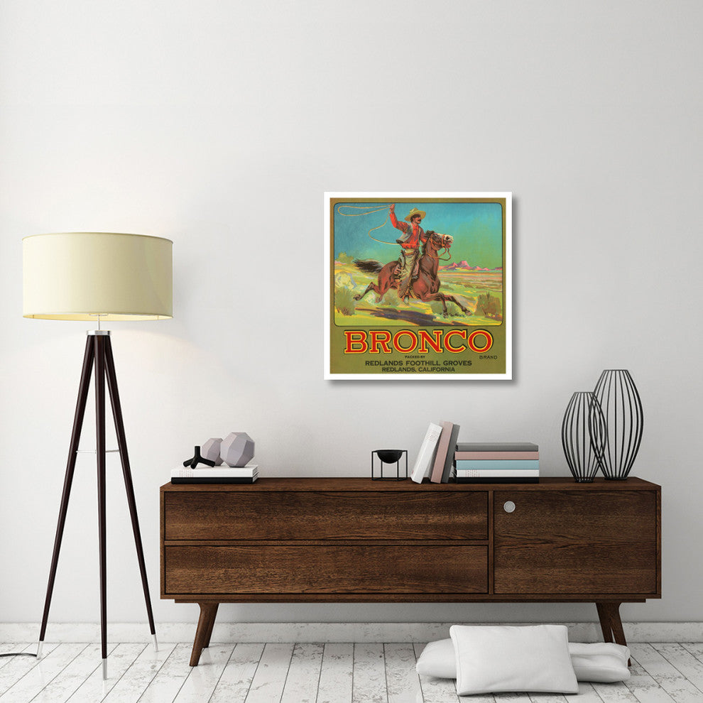 "Bronco Brand Crate Label" Digital Paper Print by Retrolabel, 32"x32"