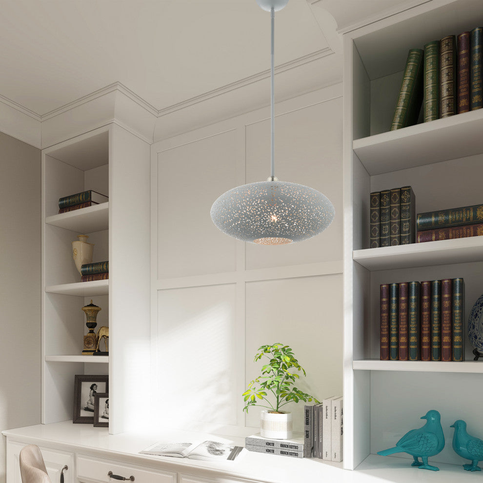 Livex Lighting Charlton 1 Light Nordic Gray, Brushed Nickel Medium Pendant