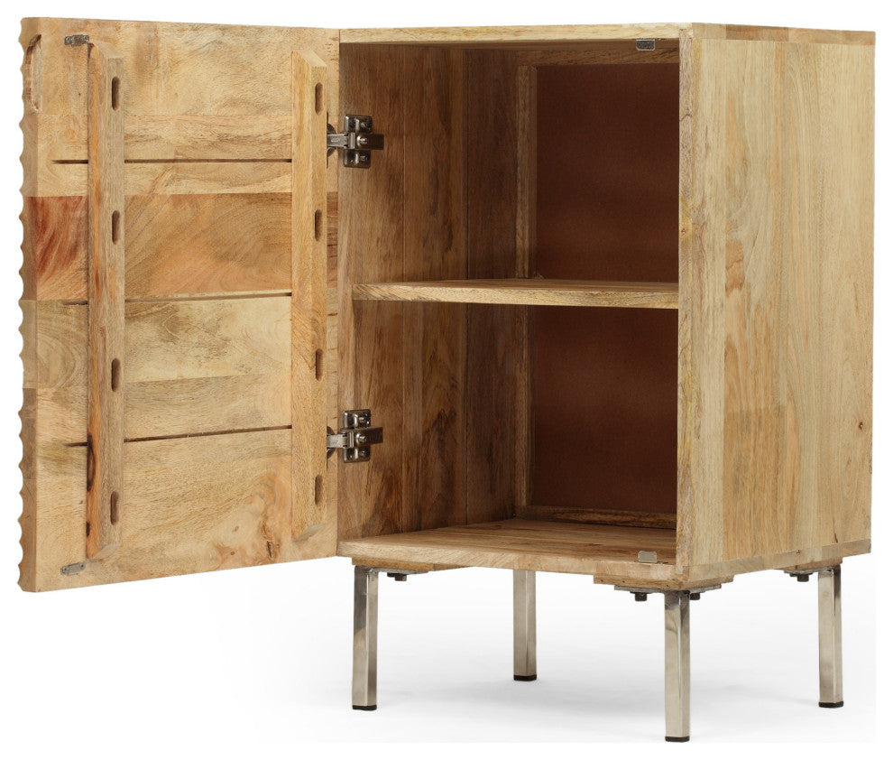 Lesley Modern Handcrafted Mango Wood and Iron Side Table