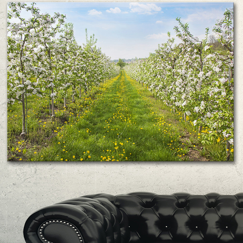 Bloomy Peach Forest Photography, Floral Canvas Art Print, 40"x30"