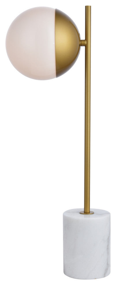 Eclipse 1 Light Table Lamp in Brass & Frosted White