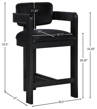 Sacha Upholstered Bar and Counter Stool, Black, Velvet, Black