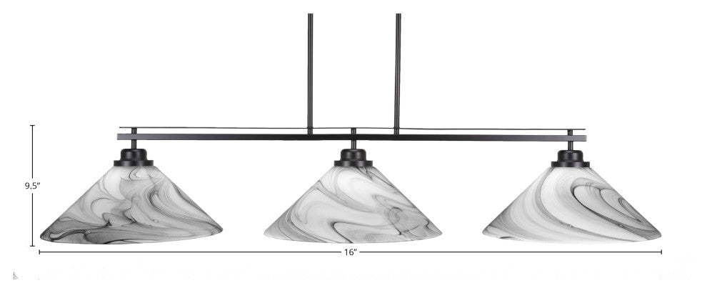 Odyssey 3 Light Bar, Matte Black Finish, 16" Onyx Swirl Glass