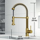 VIGO Edison 19" H Single Handle Pull-Down Sprayer Kitchen Faucet, Matte Brushed Gold, Touchless, Without Extras