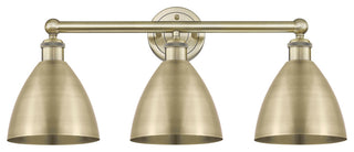 Metal Bristol 3-Light 26" Bath Vanity Light, Antique Brass Shade