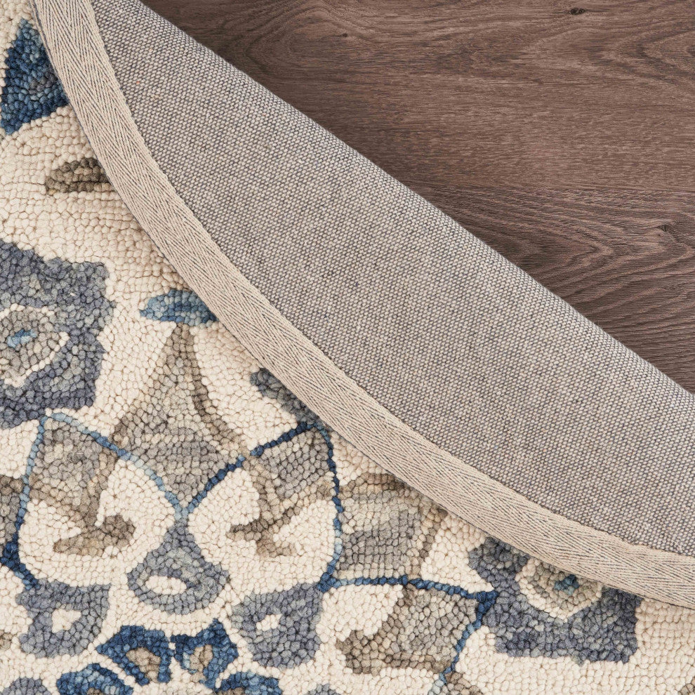 6??Round Blue Floral Oasis Area Rug