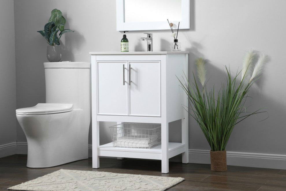 24" SIngle Bathroom Vanity, White