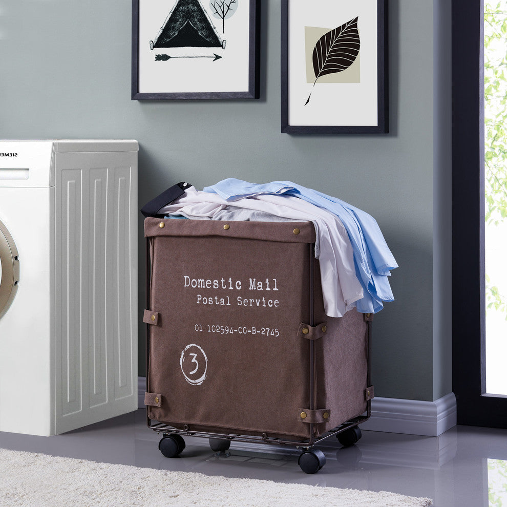 Collapsible Canvas Laundry Hamper With Wheels