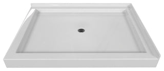 Valley Acrylic Double Threshold Acrylic Center Drain Shower Base 48", White, 48"