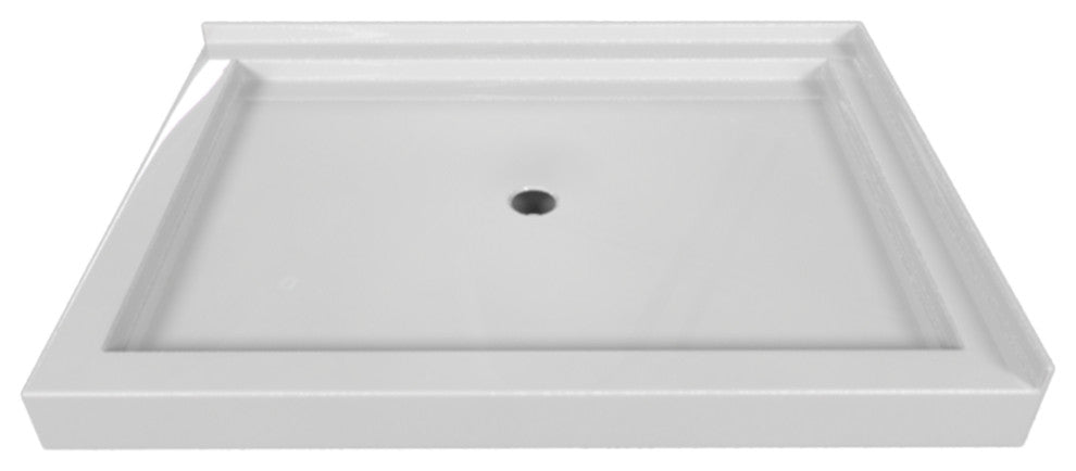 Valley Acrylic Double Threshold Acrylic Center Drain Shower Base 48", White, 48"