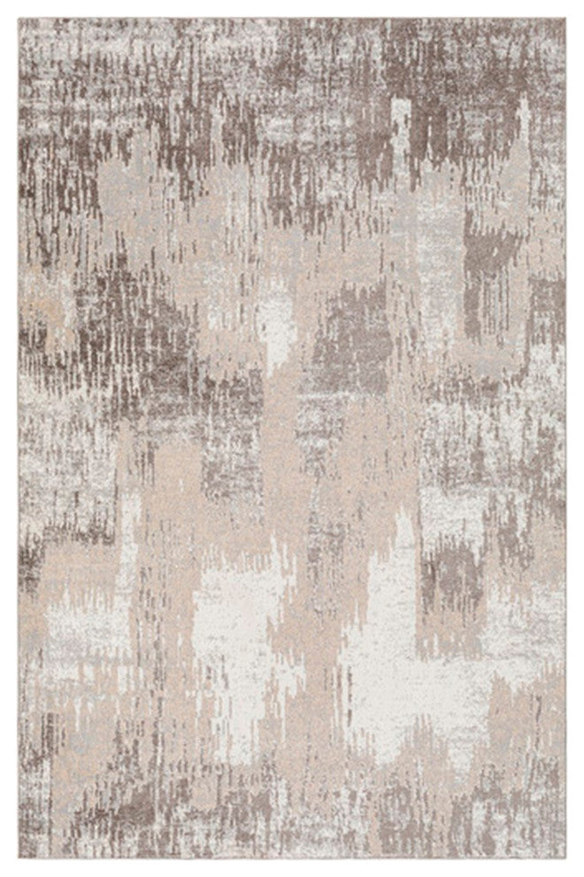 Benzara BM279717 Soft Fabric Floor Area Rug, Abstract Pattern, Gray, Beige