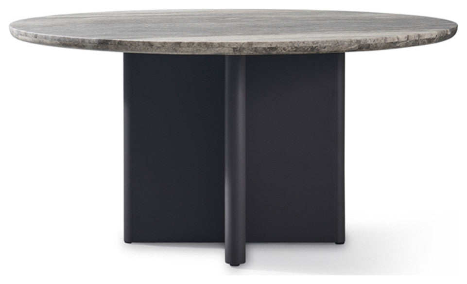 Round Travertine Outdoor Dining Table | Andrew Martin Caicos