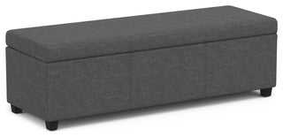 Avalon Extra Large Storage Ottoman Bench, Slate Grey
