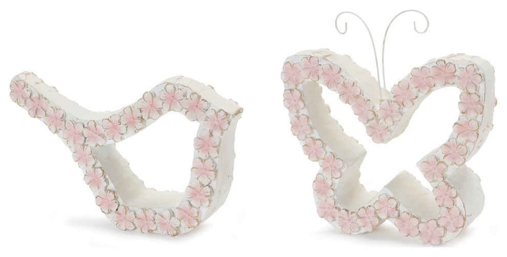 Bird and Butterfly Floral Outline, 2-Piece Set
