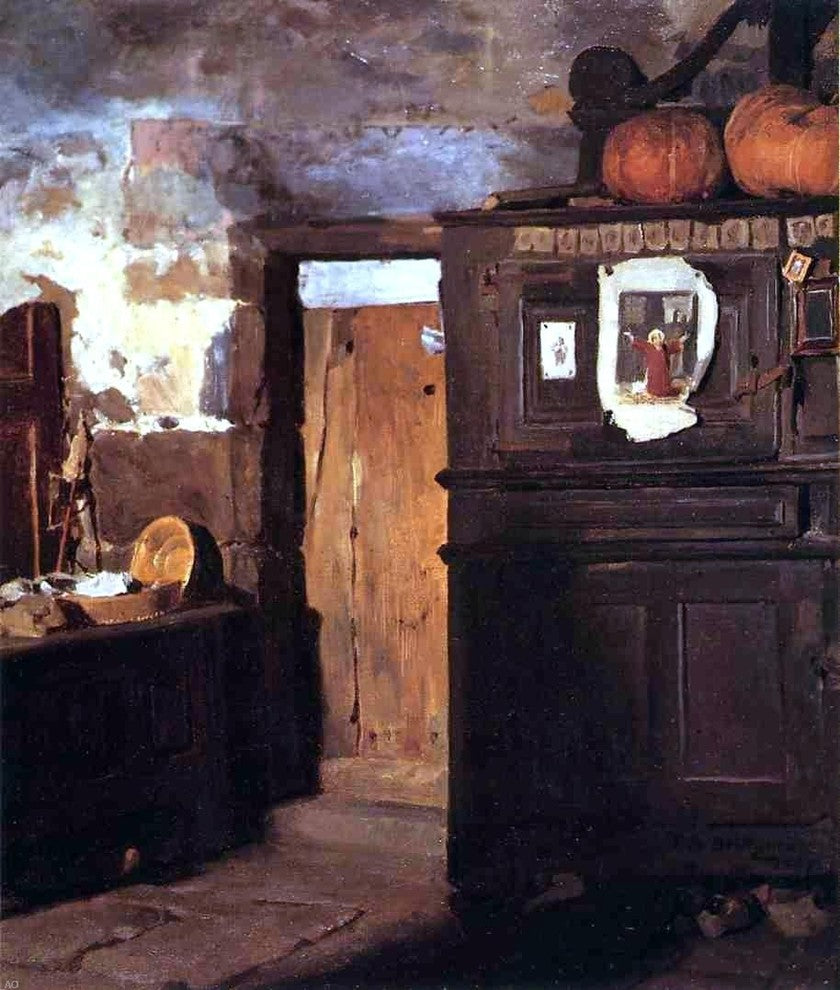 Frederick Arthur Bridgeman Cottage Interior, 20"x25" Wall Decal