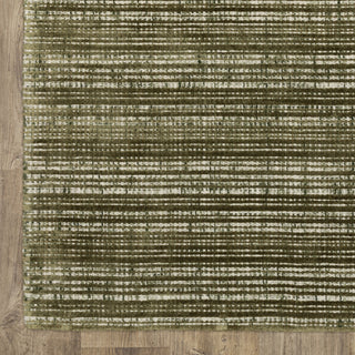 Cayden Textural Stripe Wool Blend Green/ Ivory Hand-tufted Rug 10' x 13'