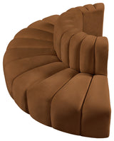 Arc Upholstered Outward Curved Modular Sectional, Saddle, 4-Piece: Reverse Corner (4), Velvet