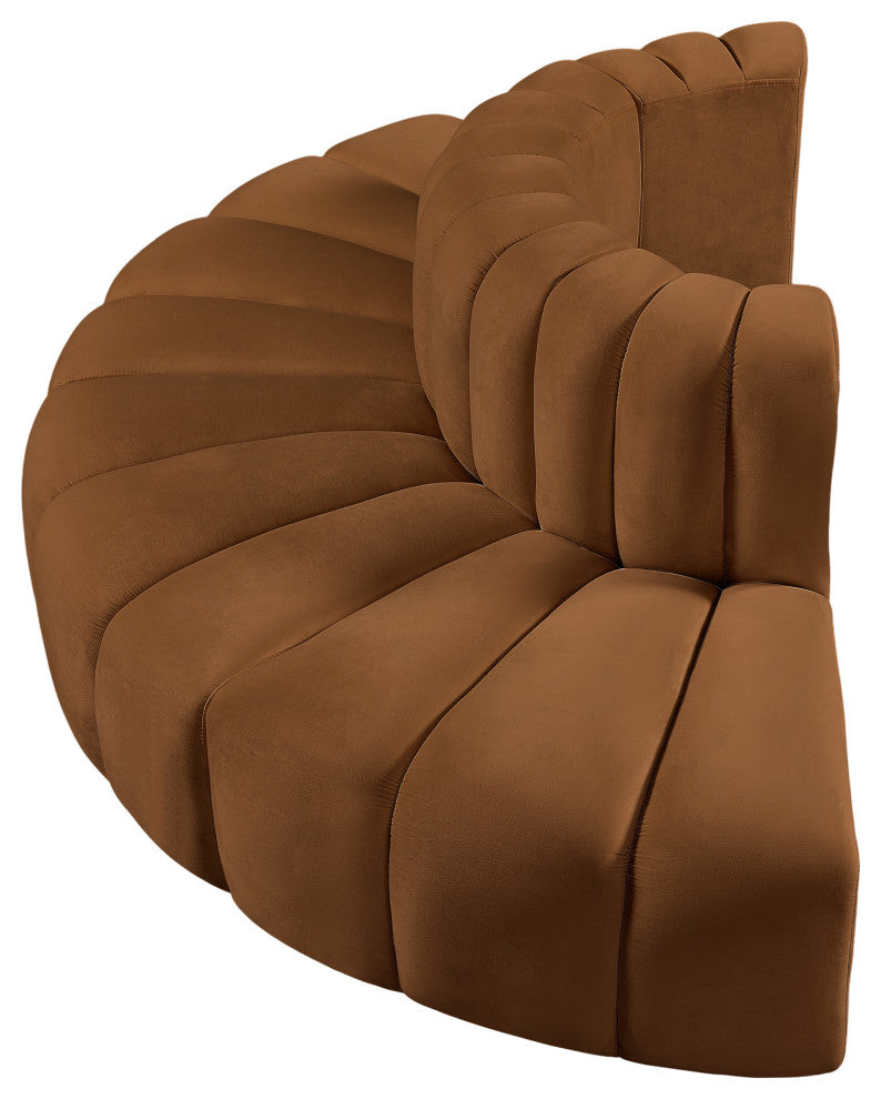 Arc Upholstered Outward Curved Modular Sectional, Saddle, 4-Piece: Reverse Corner (4), Velvet