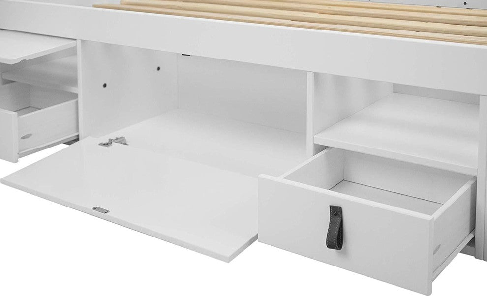 Memomad Bali Storage Platform Bed with Drawers (Twin Size, Off White)