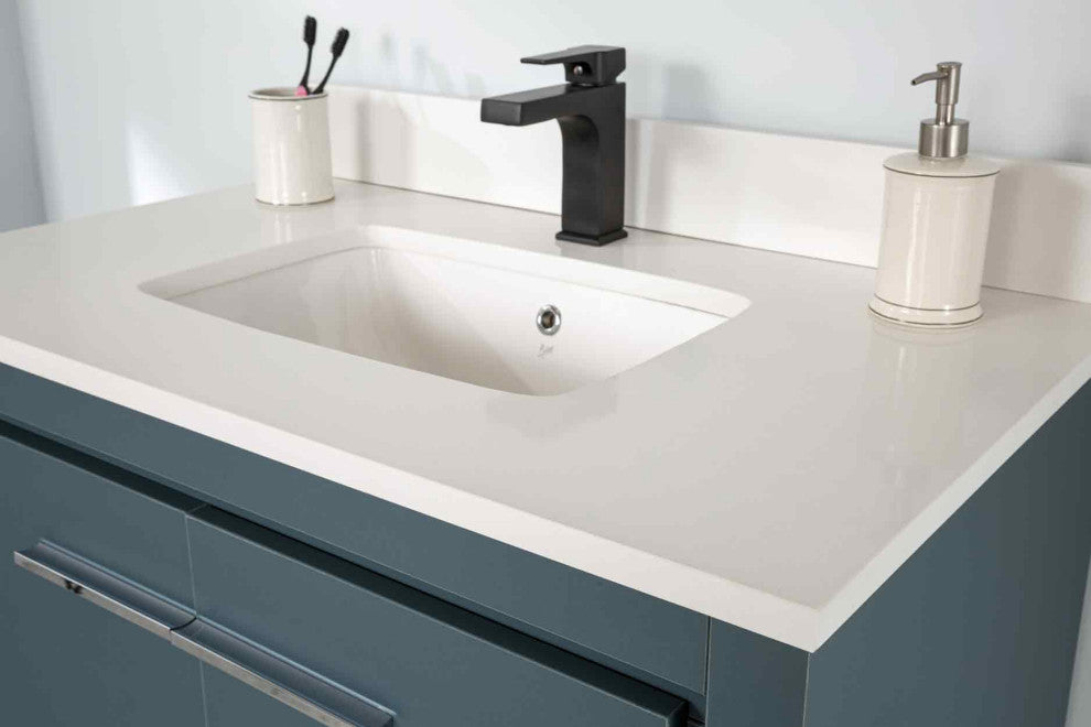 Mila Collection 36" Bathroom Vanity With Sink, Mirror, Countertop, Alasca Blue