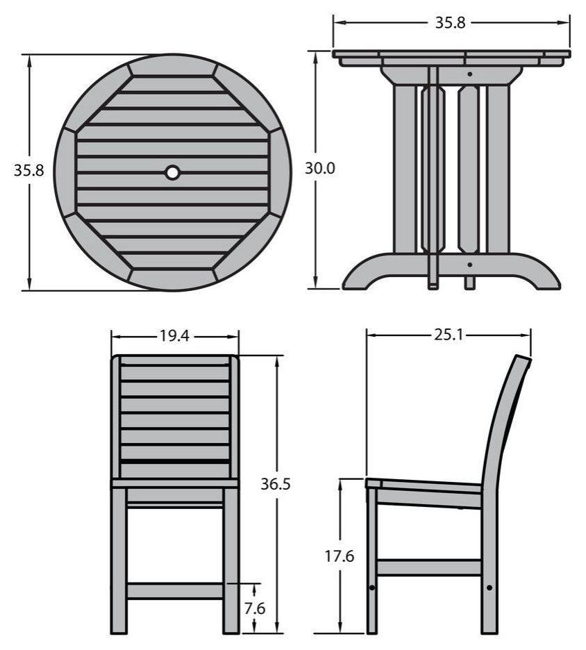 Weatherly 3-Piece Round Dining Set, White