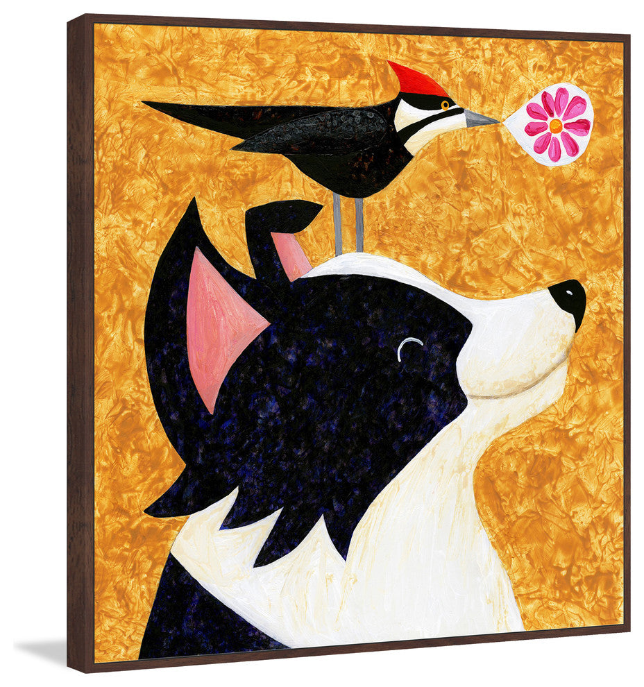 "Wood You Be My Friend" by Janet Nelson Floater Framed Painting on Canvas, 12x12