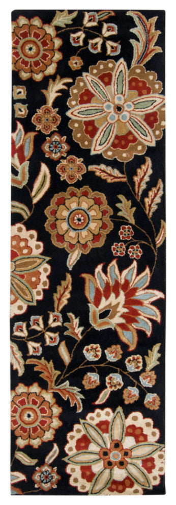 Surya Athena ATH-5017 Transitional Area Rug, Black, 3' x 12' Runner