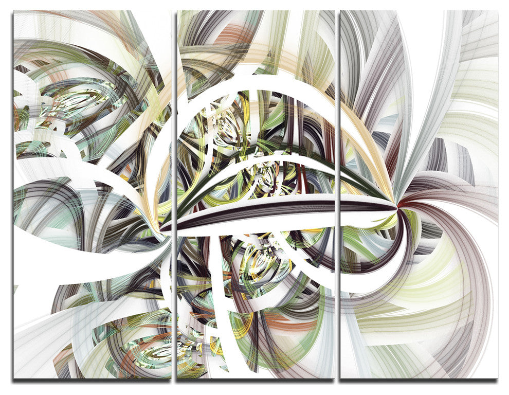 "Symmetrical Spiral Fractal Flowers" Digital Canvas Print, 3 Panels, 36"x28"