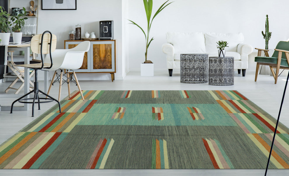Winchester Kilim Edison Light Blue/Gray Rug, 6'8x9'9