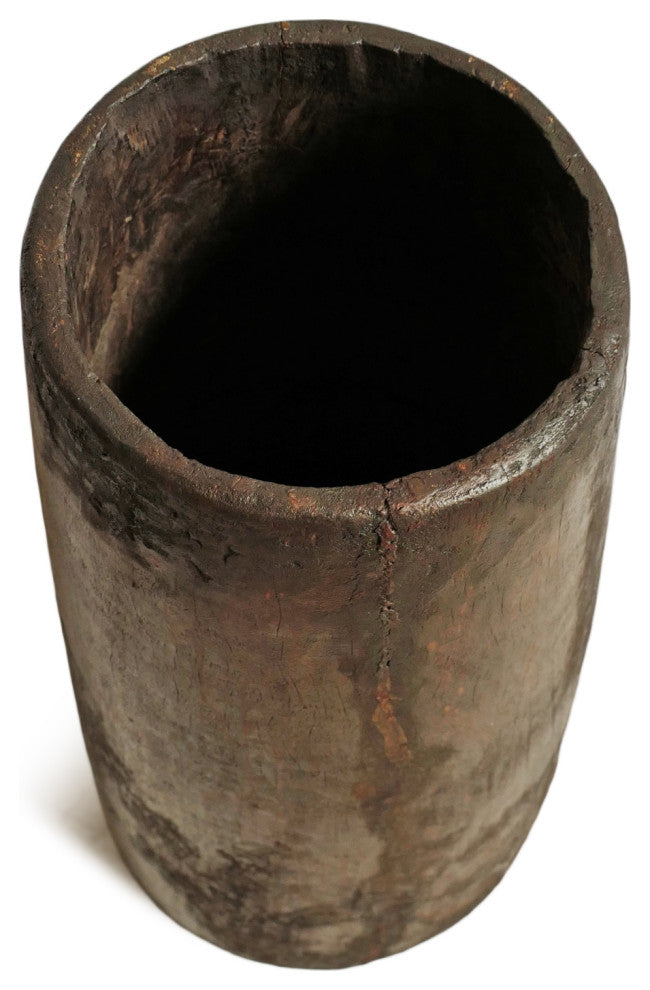 Consigned Old Naga Tall Wood Pot 4