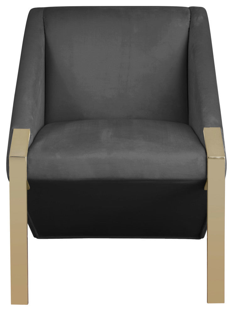 Rivet Velvet Upholstered Accent Chair, Gray