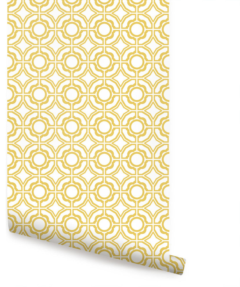 Daisy Peel and Stick Vinyl Wallpaper, Custard Yellow, 24"w X 108"h