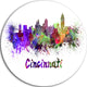 Cincinnati Skyline, Cityscape Round Wall Art, 11"