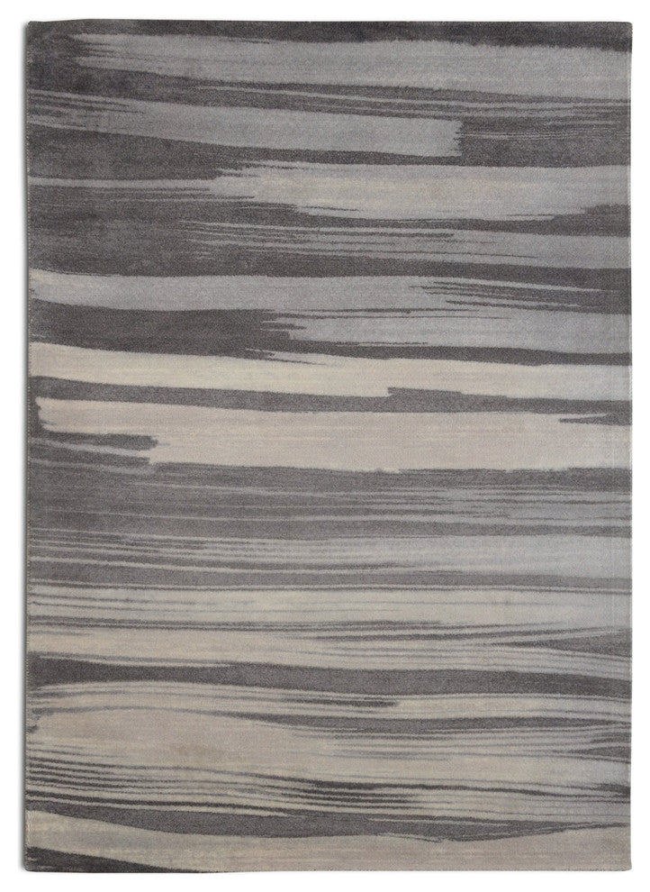 Gray Brush Stroke Contemporary Modern Area Rug, 7'6"x9'6"