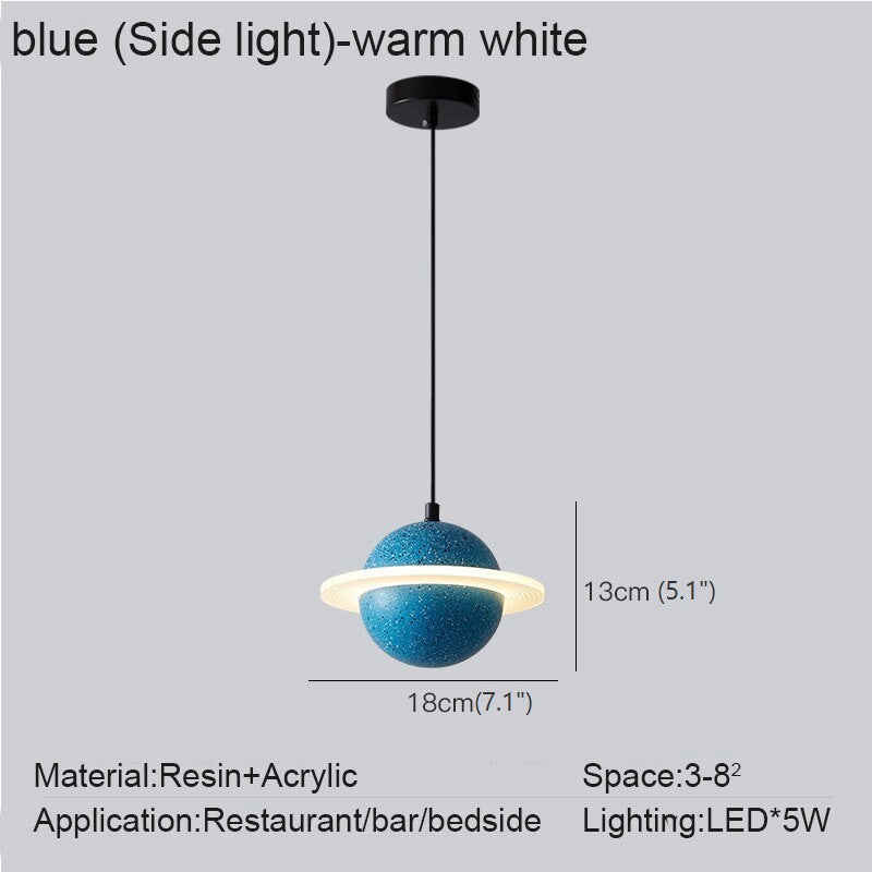 MIRODEMIÂ® Pierrefeu | Planet Saturn LED Industrial Decor Lighting, Blue
